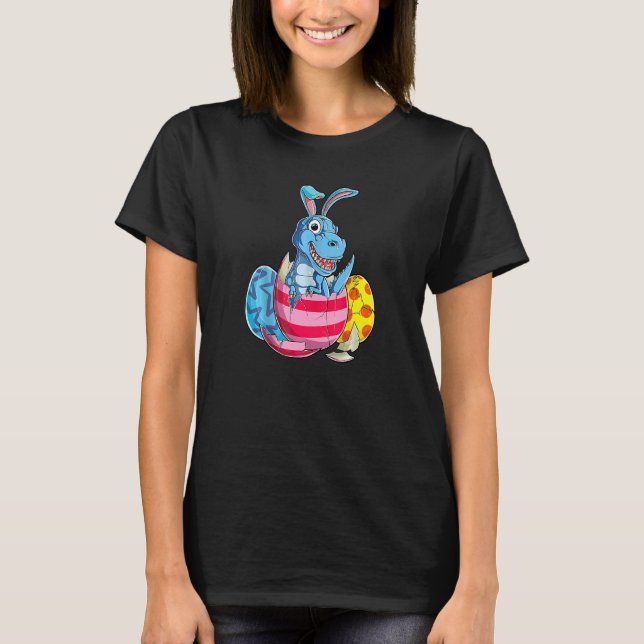 T-shirt Dinosaure Pâques T Rex Oeufs Garçons Filles Lapin  (Devant)