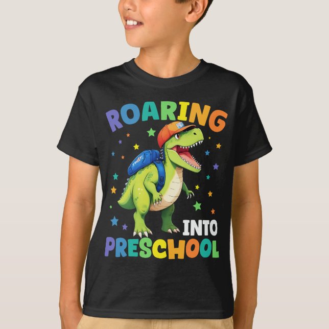 T-shirt Dinosaure Préscolaire Gratuit T Rex Retour À L'Éco (Devant)