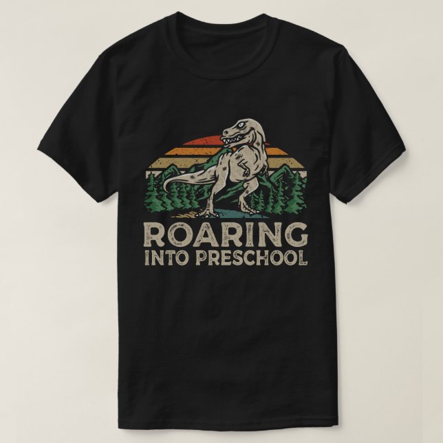 T-shirt Dinosaure Préscolaire Gratuit T Rex Retour À L'Éco (Design devant)