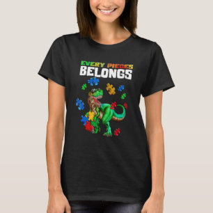 T-shirt Dinosaure rex Autisme Puzzle Dino Chaque Pièce App