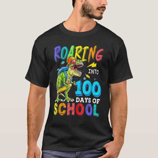 T-shirt Dinosaure Rex Gravant Dans 100 Jours De Sûreté Sco (Devant)
