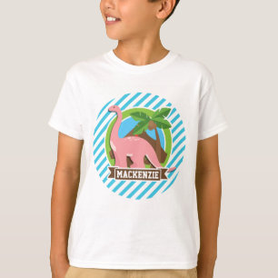 T-shirt Dinosaure rose; Bleu & Blancs