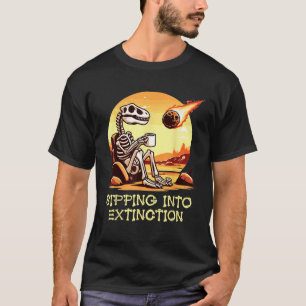 T-shirt Dinosaure Skeleton S'Amusant Siroter À Extinction 