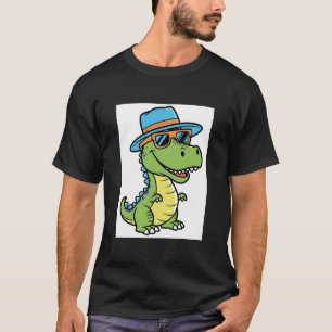 T-shirt Dinosaure souriant cool avec lunettes de soleil et