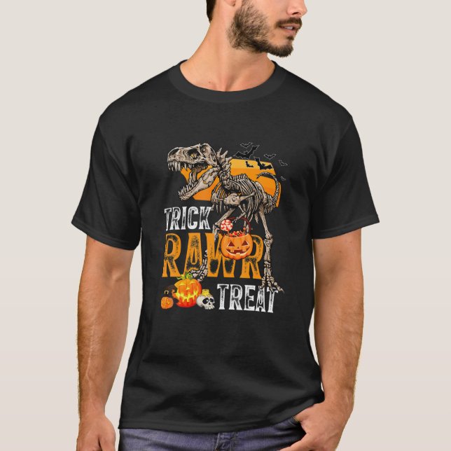 T-shirt Dinosaure Squelette Rex Bones Trick Rawr Treat Hal (Devant)