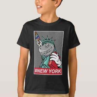 T-shirt Dinosaure Statue De La Liberté New York Graphique