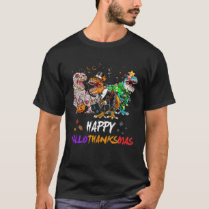 T-shirt Dinosaure T Rex Happy Hallothanksmas Halloween