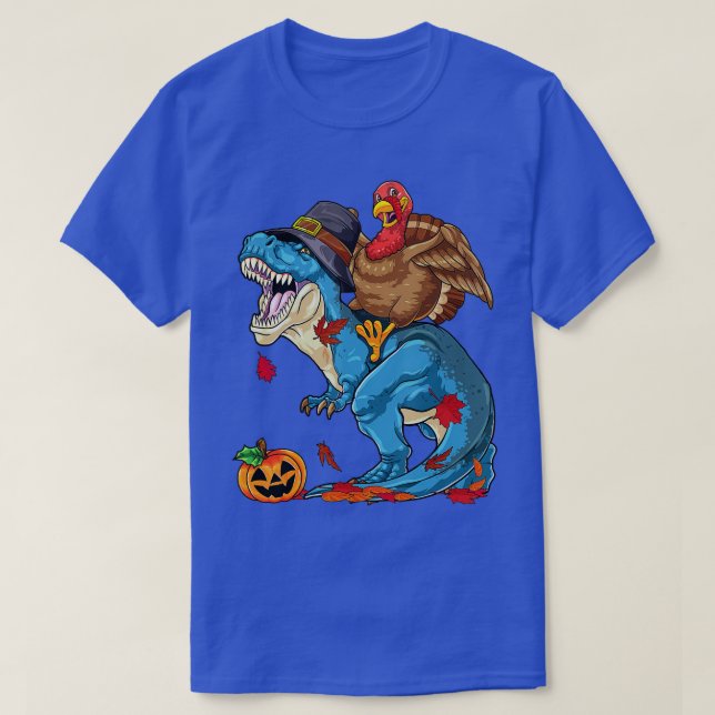 T-shirt Dinosaure Thanksgiving Turkey Saurus T Rex Pilgrim (Design devant)