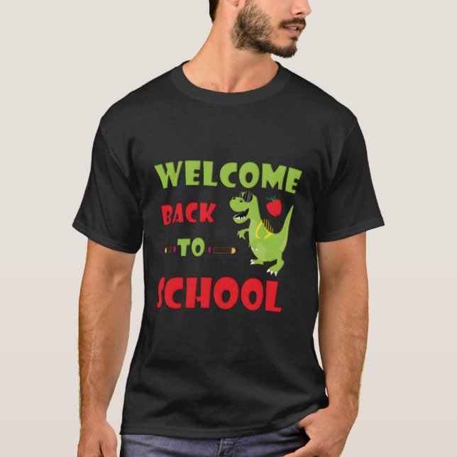 T-shirt Dinosaure Vert cool Dino Retourner À L'École (Devant)