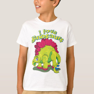 T-shirt Dinosaure vert et rose vif