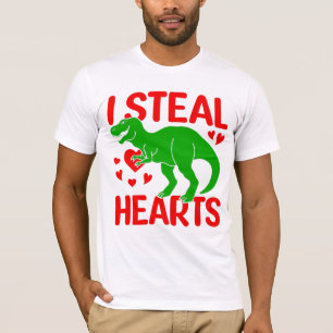 T-shirt Dinosaure Vert Valentine I Voler Coeurs