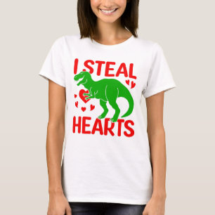 T-shirt Dinosaure Vert Valentine I Voler Coeurs