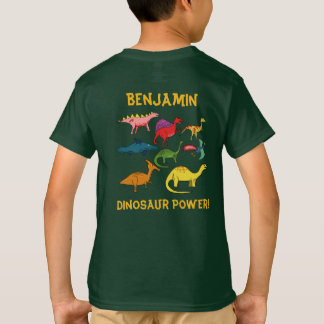 T-shirt Dinosaures de dessin coloré avec nom personnalisé