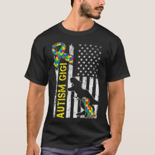 T-shirt Dinosaures Distorantes Autistic Gigi USA Drapeau