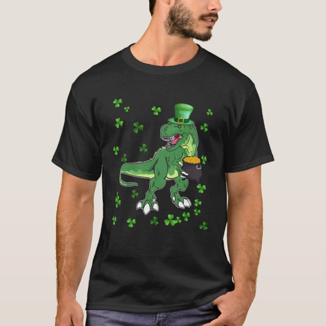 T-shirt Dinosaurs  Shamrock Irish Lucky St Patricks Day C (Devant)