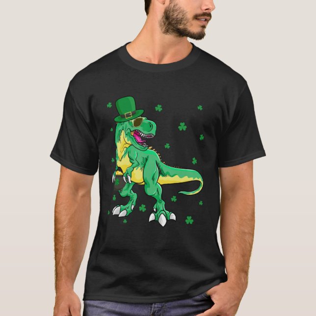 T-shirt Dinosaurs Shamrock St Patrick's Day Irish Shamrock (Devant)