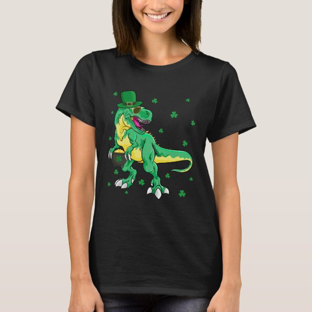T-shirt Dinosaurs Shamrock St Patrick's Day Irish Shamrock (Devant)