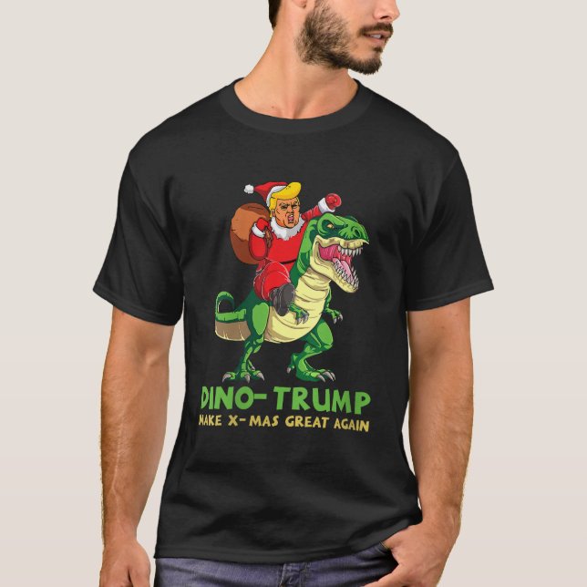 T-shirt Dinotrump Drôle amusant Trump Riding Dinosaure Chr (Devant)