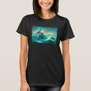 T-shirt Diorama Du Château Sur Les Nuages Lampe De Lave Fl
