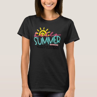 T-shirt Diplômé Bonjour Été Heureux Dernier Jour Enfants E