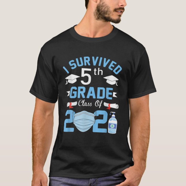T-shirt Diplômé De 5E Année I Survécu 5E Année Clas (Devant)