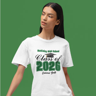 T-shirt Diplômé de la promotion 2026 en vert personnalisé