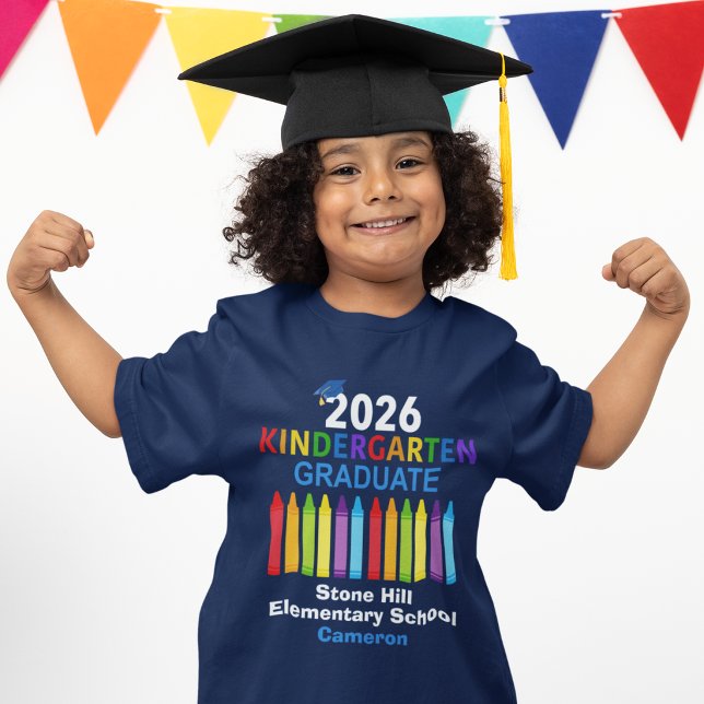 T-shirt Diplômé de maternelle 2026 personnalisé bleu enfan (Créateur téléchargé)