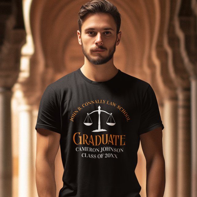 T-shirt Diplôme d'études de droit sur mesure Orange Noir (Créateur téléchargé)