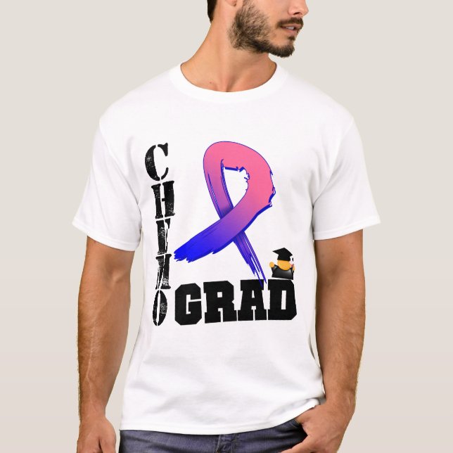 T-shirt Diplômé masculin de chimio de cancer du sein (Devant)