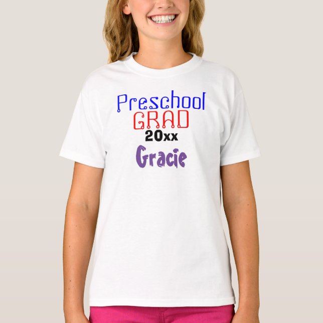 T-shirt Diplôme préscolaire Colorée pourpre Nom (Devant)
