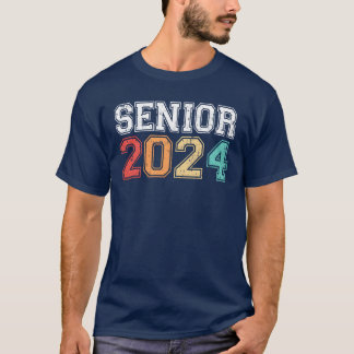 T-shirt Diplômé senior 2024 Rétro Vintage rétro