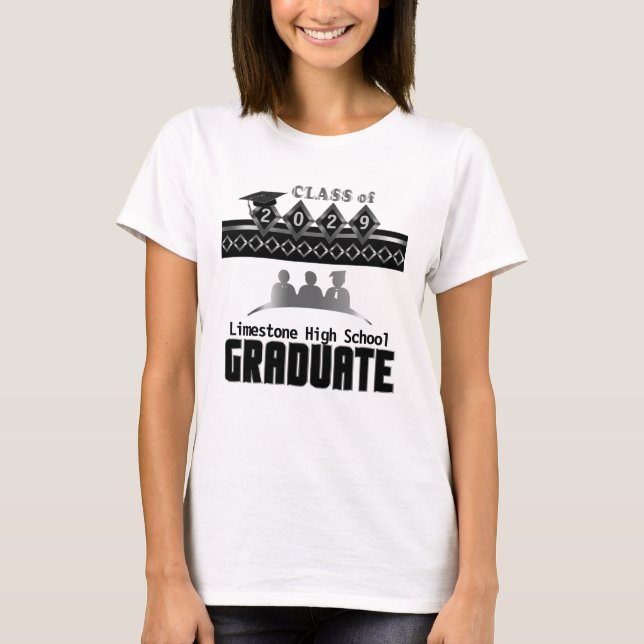 T-shirt Diplômé supérieur - Personnaliser Argent (Devant)