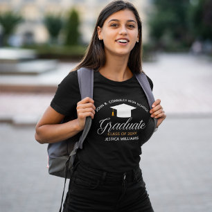 T-shirt Diplômée Moderne Personnalisée Femme Noir
