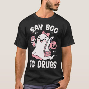 T-shirt Dire Boo To Drugs Drôle Halloween Ruban Rouge