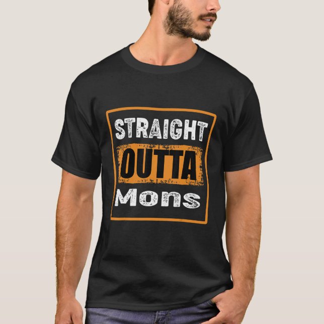 T-shirt Direct Outta Mons Belgique Vinta Retro Distressed (Devant)
