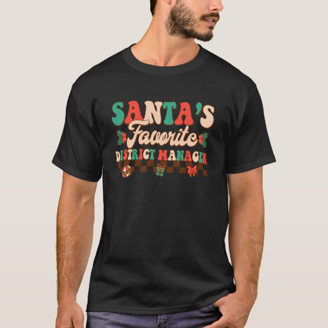 T-shirt Directeur de district Père Noël s Favori Holly Xma (Devant)