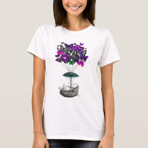 T-shirt Dirigeable 2 de papillon pourpre et vert