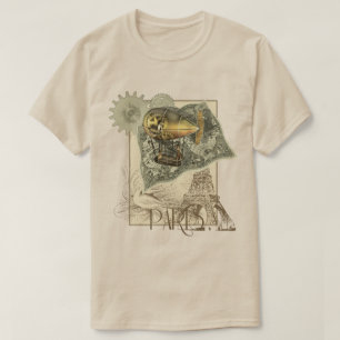 T-shirt dirigeable de visite d'air de Steampunk