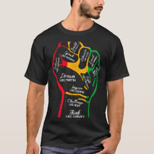 T-shirt Dirigeants noirs inspirants poing levé main noire