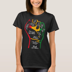 T-shirt Dirigeants noirs inspirants poing levé main noire