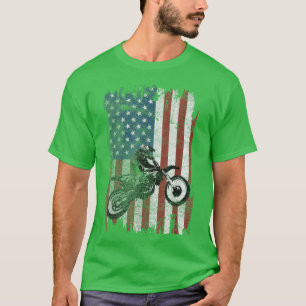 T-shirt Dirt Bike American Flag Motocross Biker 4 Juil
