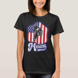 T-shirt Dirt Bike & Merica Drapeau 4 Juillet Pour Garçons