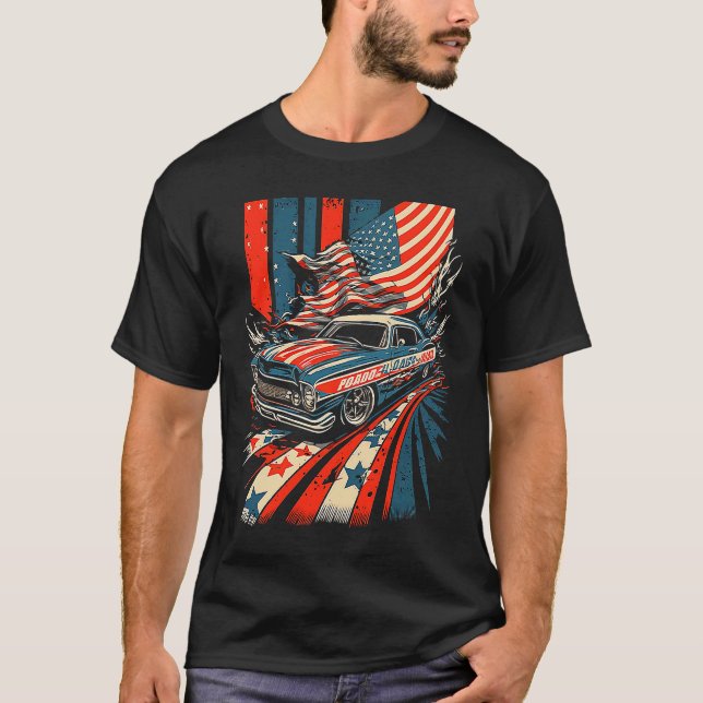 T-shirt Dirt Track Racing Automobile Race American Indepen (Devant)