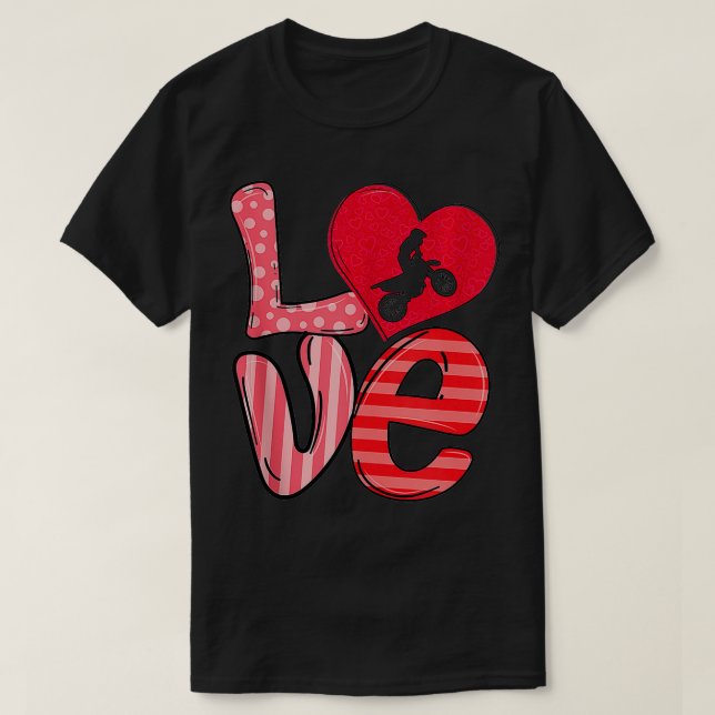 T-shirt Dirt Vélo Coeurs Aimer Valentines Jour Vélo Dirt L (Design devant)