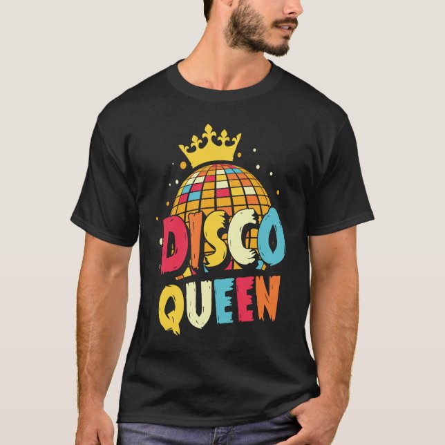 T-shirt Disco Queen 1970s Retro Party 70s Matching Hallowe (Devant)