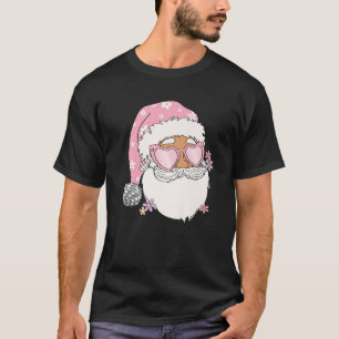 T-shirt Disco Santa Claus rose Noël rose Père Noël Floral