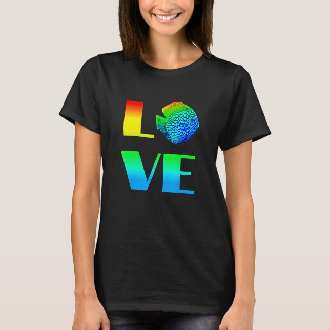 T-shirt Discus Fish Rainbow Love Aquarium Exotique Poisson (Devant)