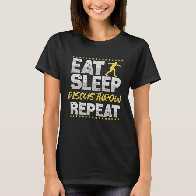 T-shirt Discus throw Eat Sleep Repeat Discus Hobby Discus (Devant)