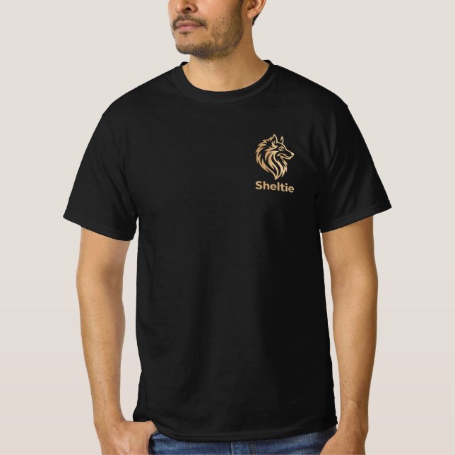 T-shirt Diseño Premium de Sheltie en Dorado (Devant)