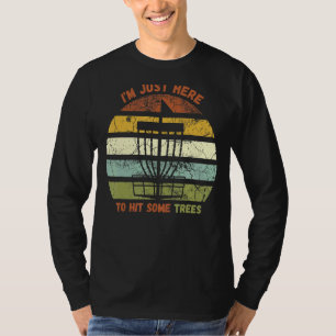 T-shirt Disk Golf Vintage Sunset Je suis juste ici pour fr